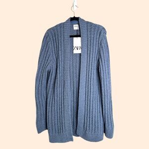 Zara Blue Knit Cardigan Sweater